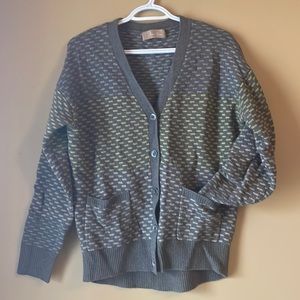 MAX AZRIA SzM grandpa gray intarsia cardigan